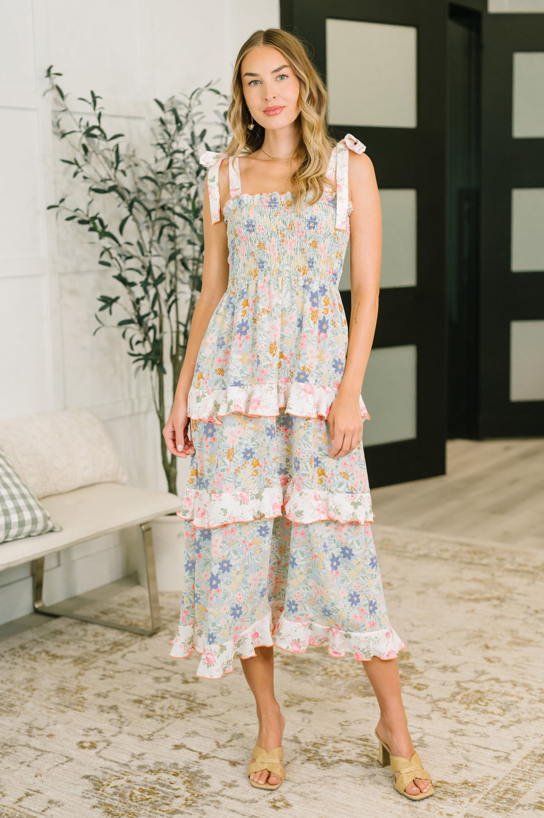 Elegant Edge Tiered Maxi Dress in Sage - 7/10