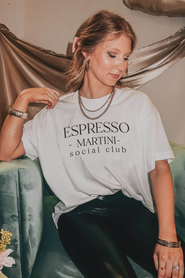 Espresso Martini High-Low White Tee by Southern Bliss