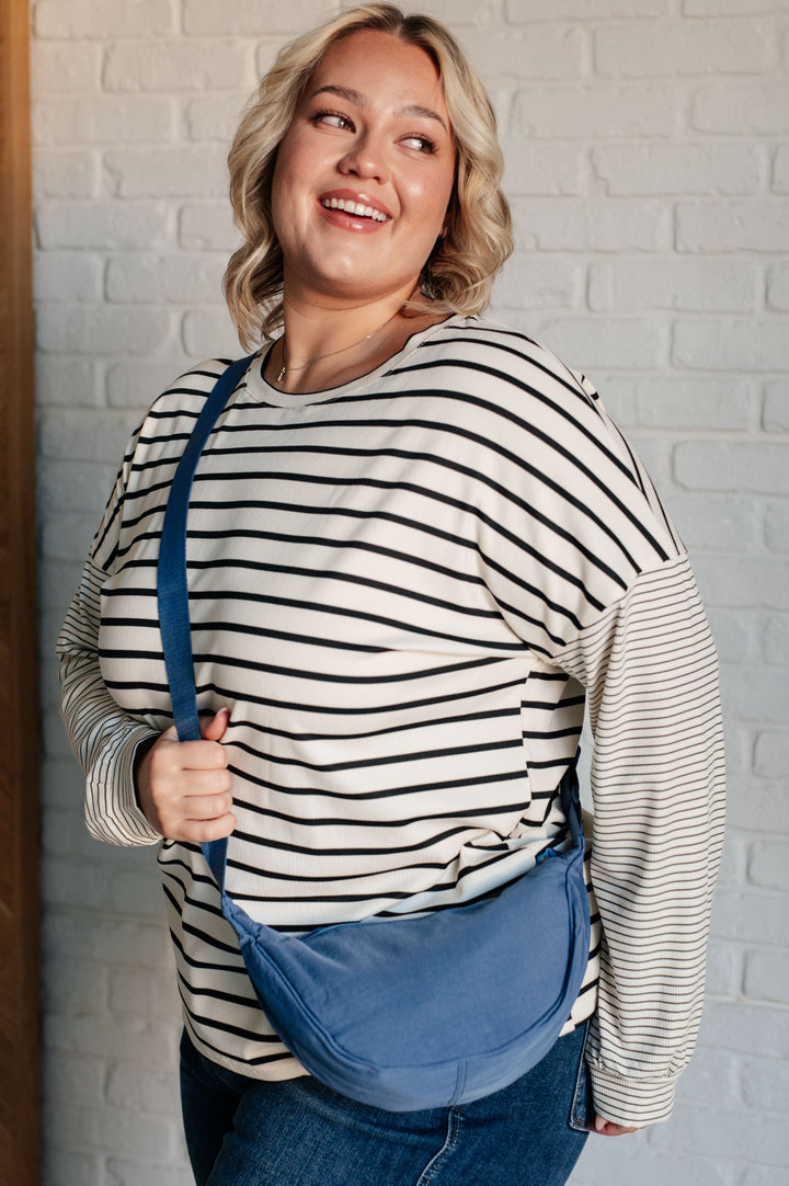 Essentially Everything Round Mini Crossbody Bag in Dusty Blue - 7/6