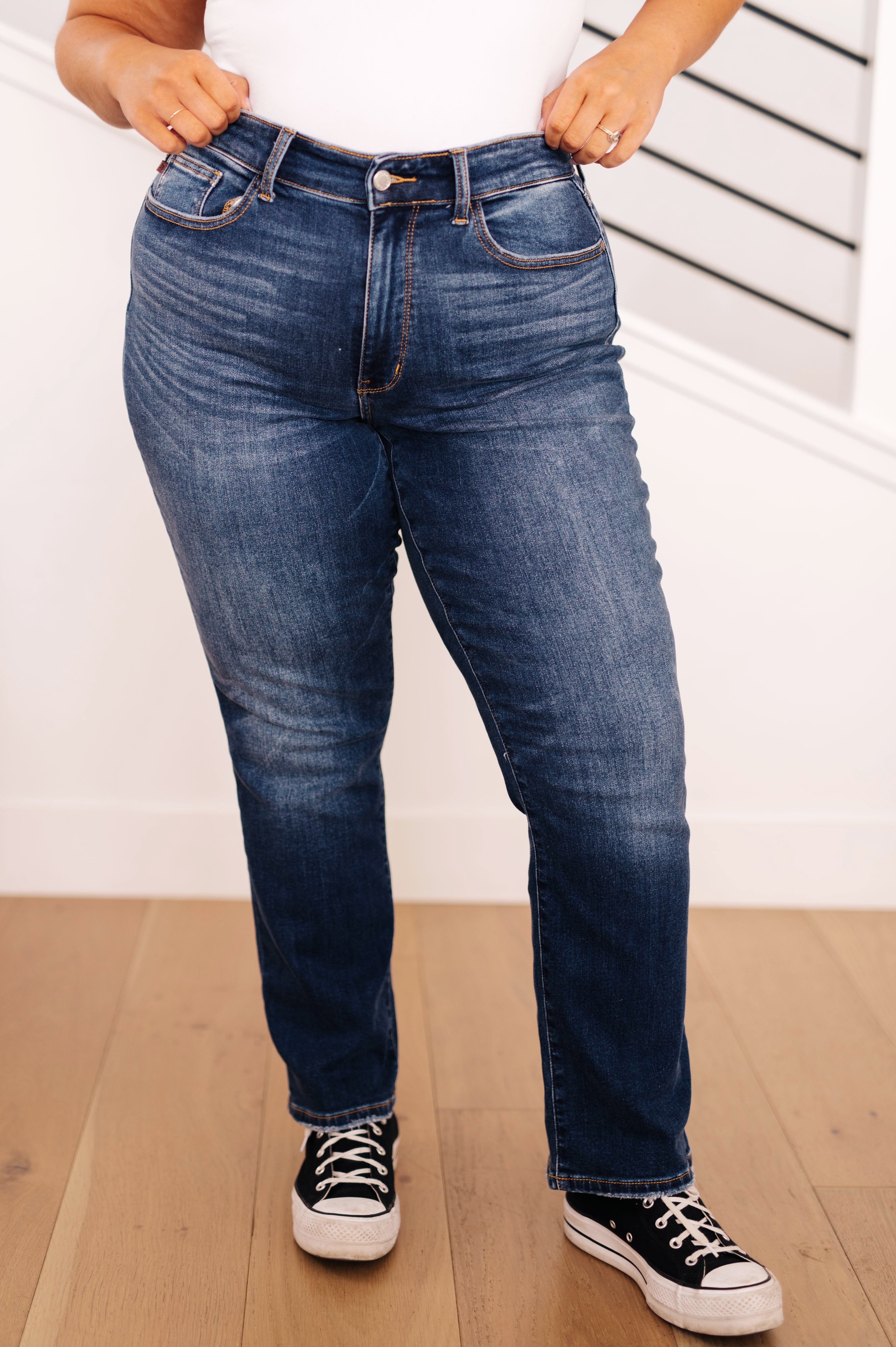 Estelle High Waist Thermal Straight Jeans by Judy Blue