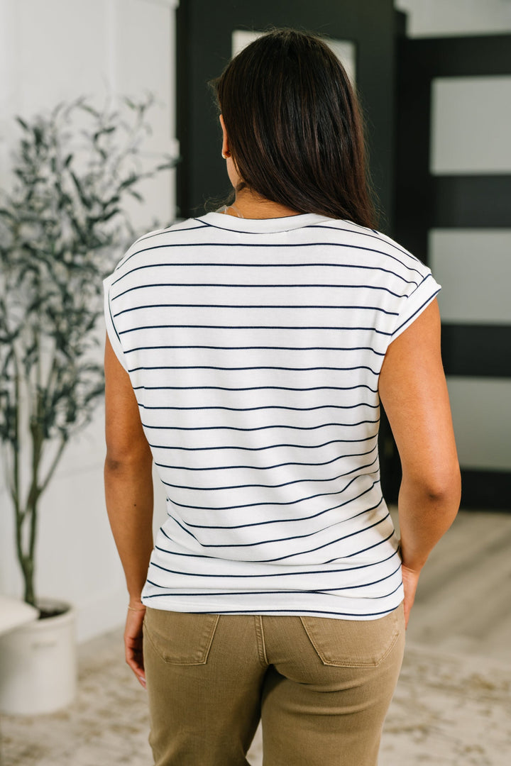 Everything In Between Striped Cap Sleeve Tee - 6/30