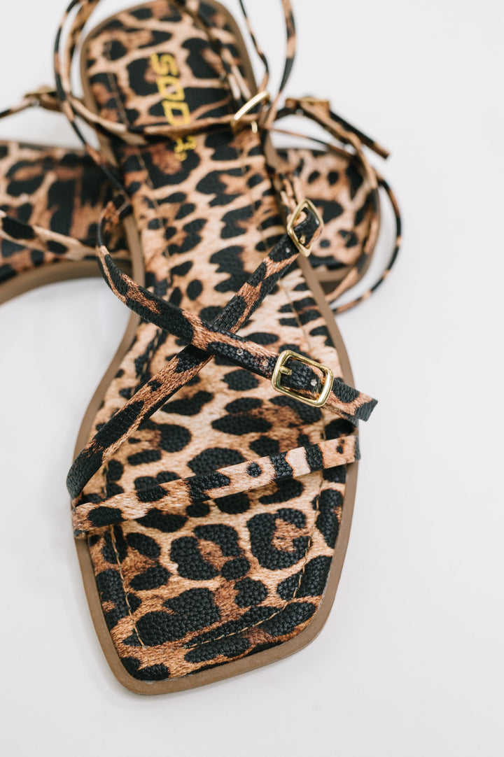 Eyeful Square Toe Ankle Strap Sandal in Leopard - 8/11
