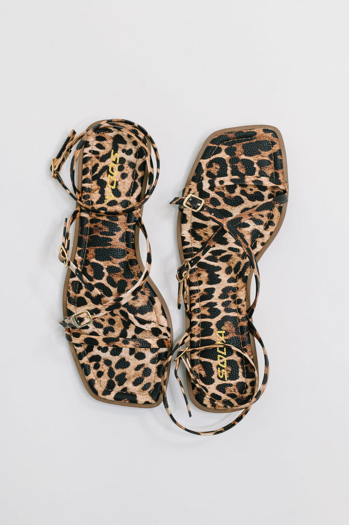 Eyeful Square Toe Ankle Strap Sandal in Leopard - 8/11