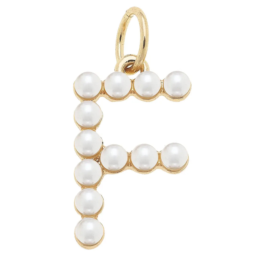 Pearl-Studded Letter Charm in Ivory By Canvas