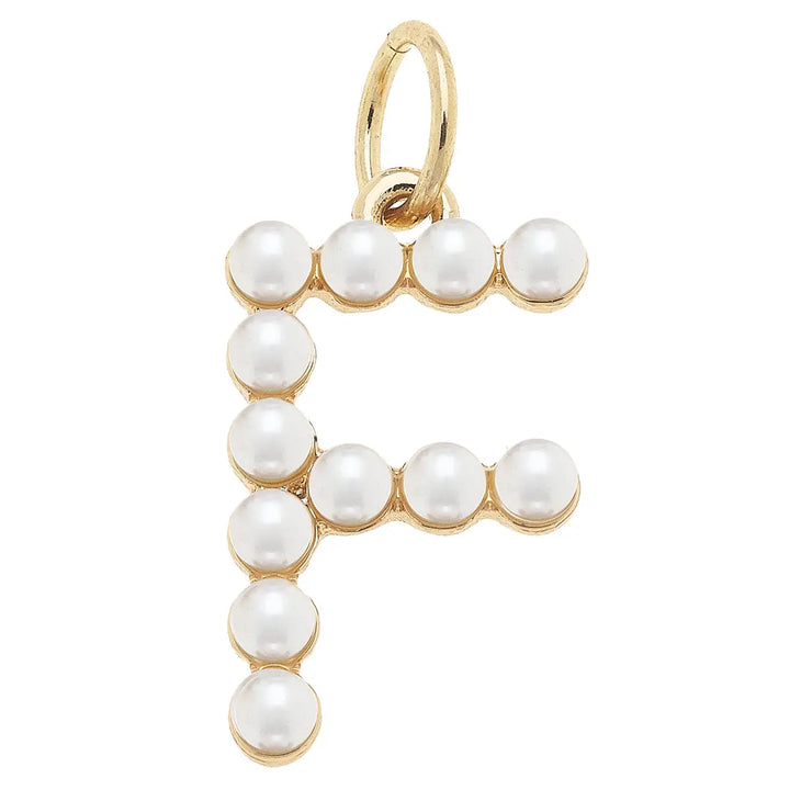 Pearl-Studded Letter Charm in Ivory By Canvas