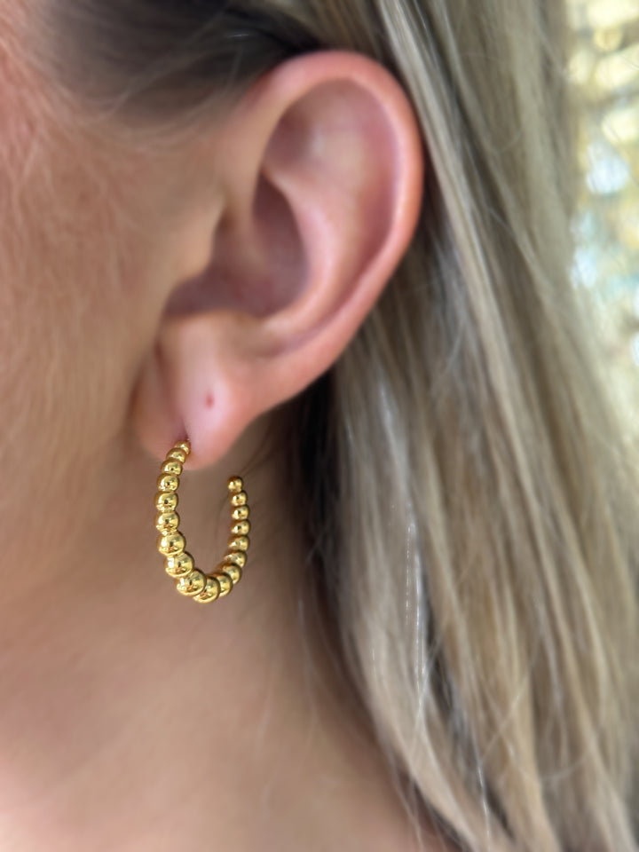 Classic Gold Ball Hoop Earrings