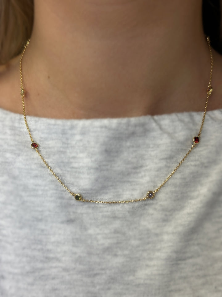 Cubic Zirconia Rainbow Station Necklace