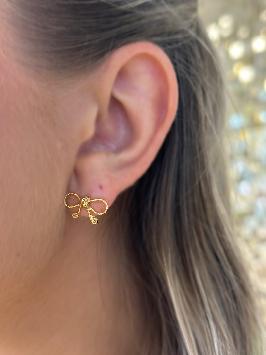 14K Gold Dipped Bow Stud Earrings