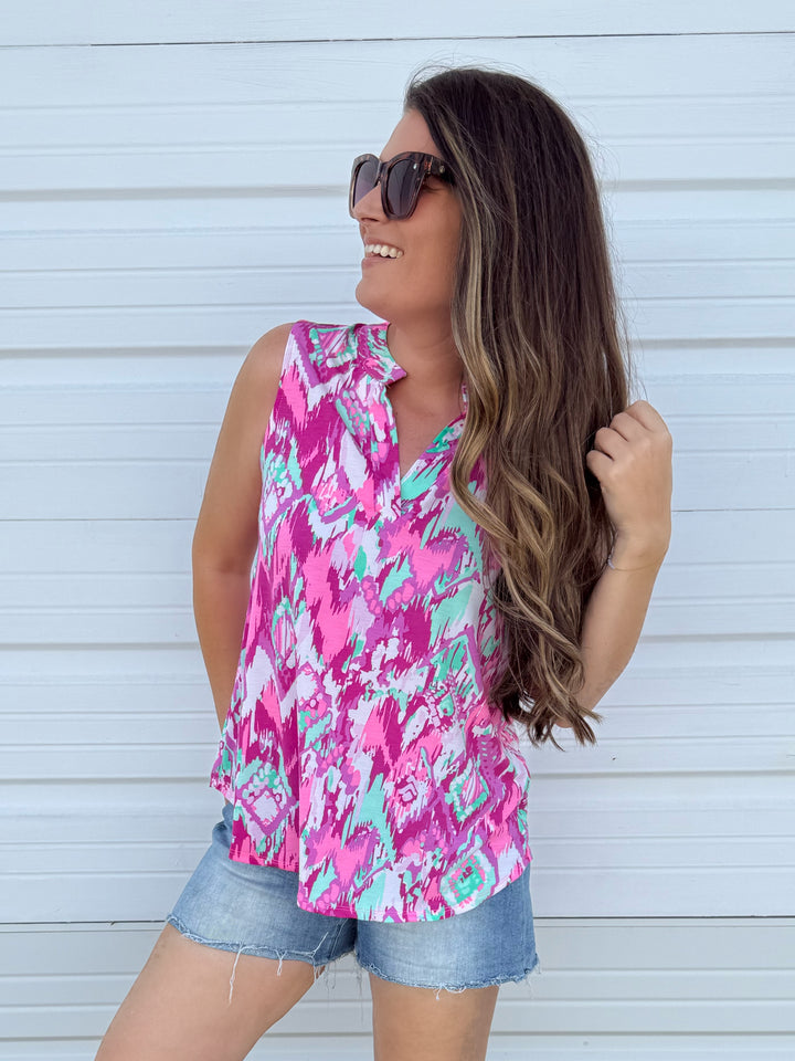 Dear Scarlett Lizzy Tank Top in Pink/Teal