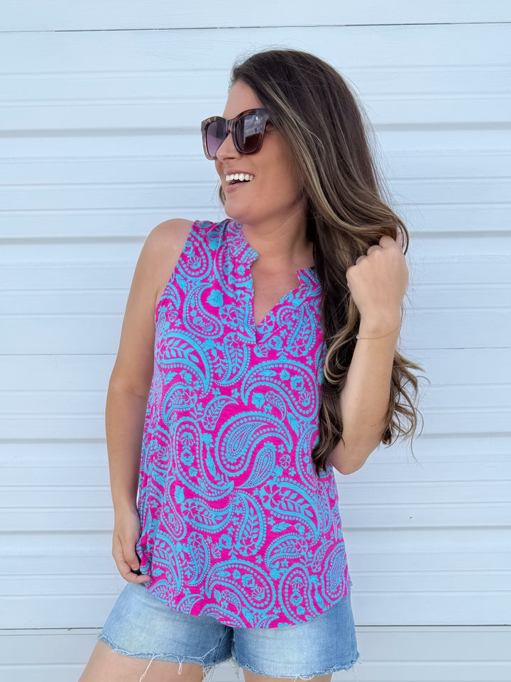 Dear Scarlett Lizzy Tank Top in Pink/Aqua