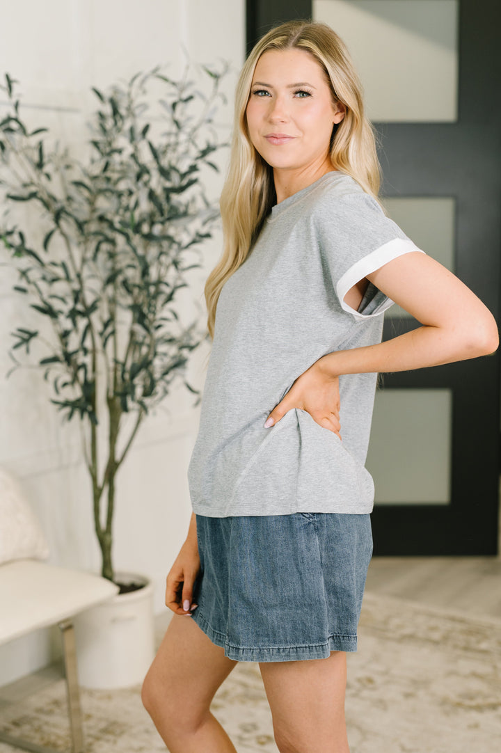 Feel Alright  Two Tone Contrast in Heather Grey - 8/4