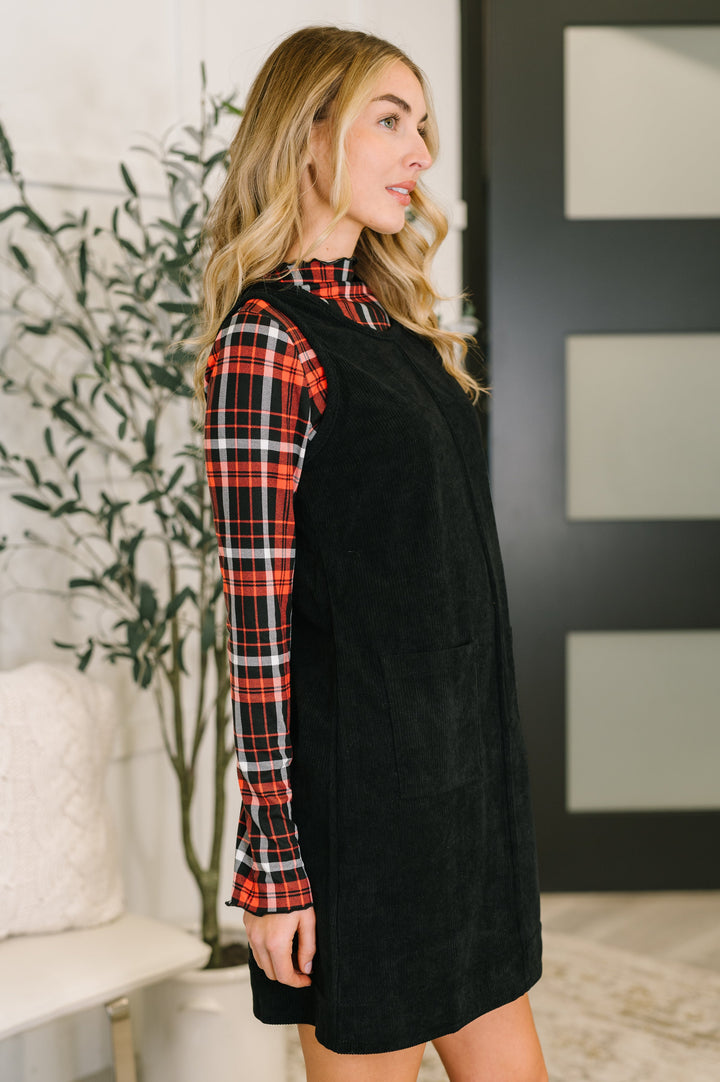 Feeling That Way Corduroy Dress in Black - 12/5