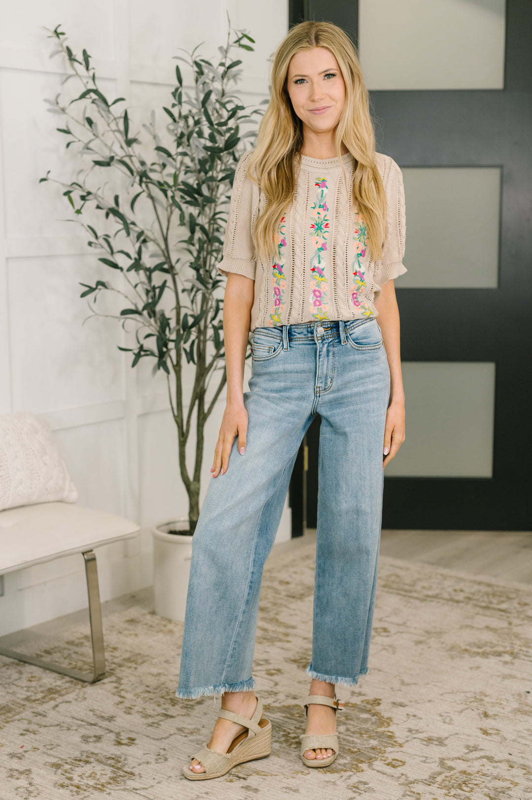 Feel so Fine Embroidered Knit Top - 8/21
