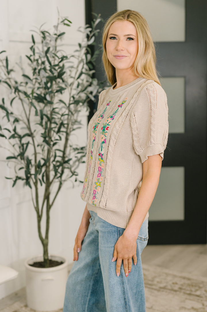 Feel so Fine Embroidered Knit Top - 8/21