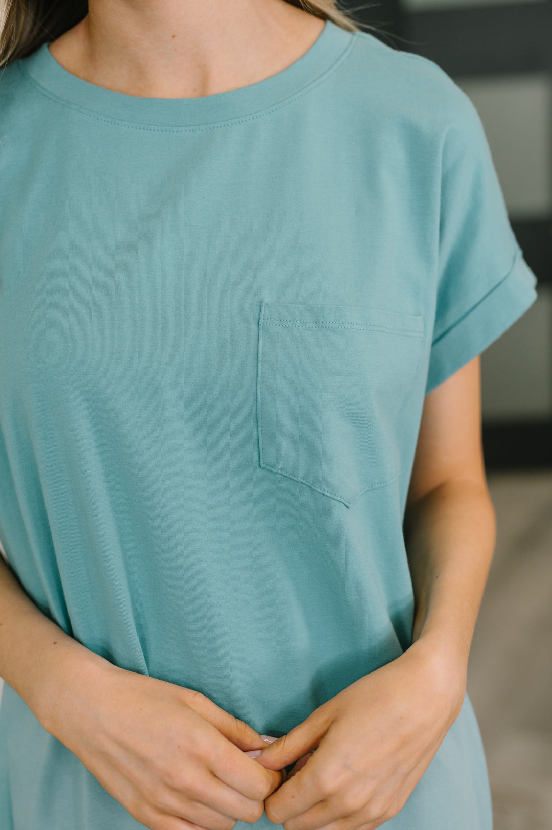 Fix You Right Up Short Sleeve Midi Dress in Dusty Teal - 4/1