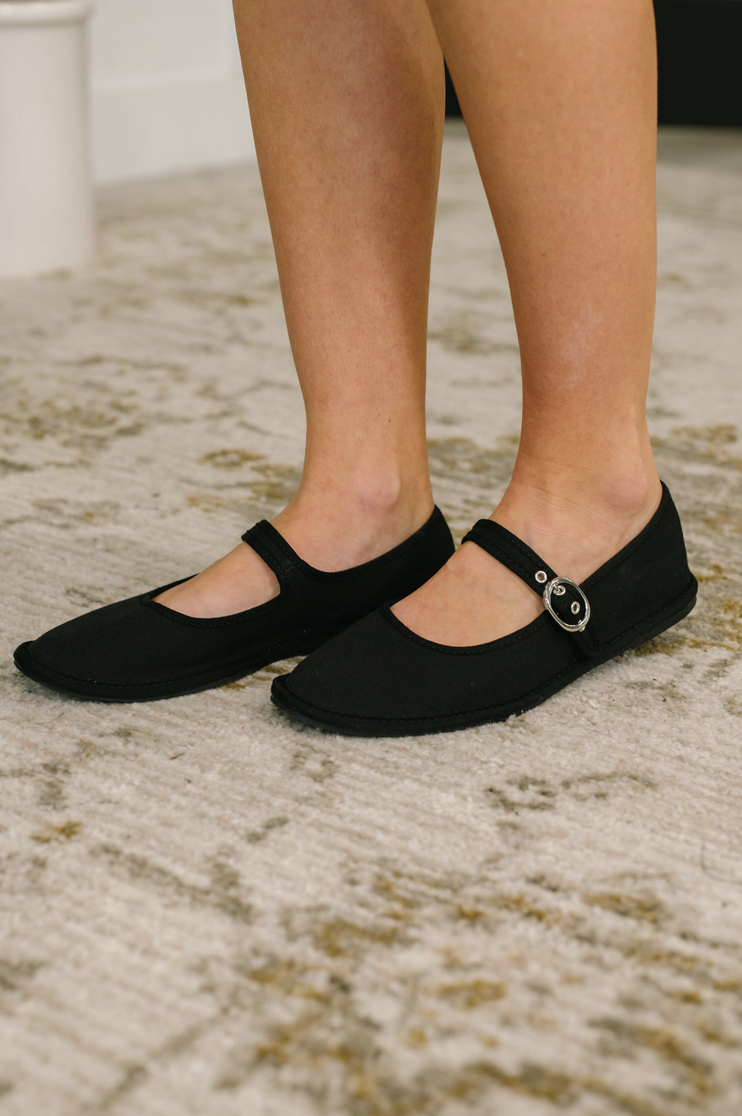 Fleta Buckle Flats in Black - 12/16