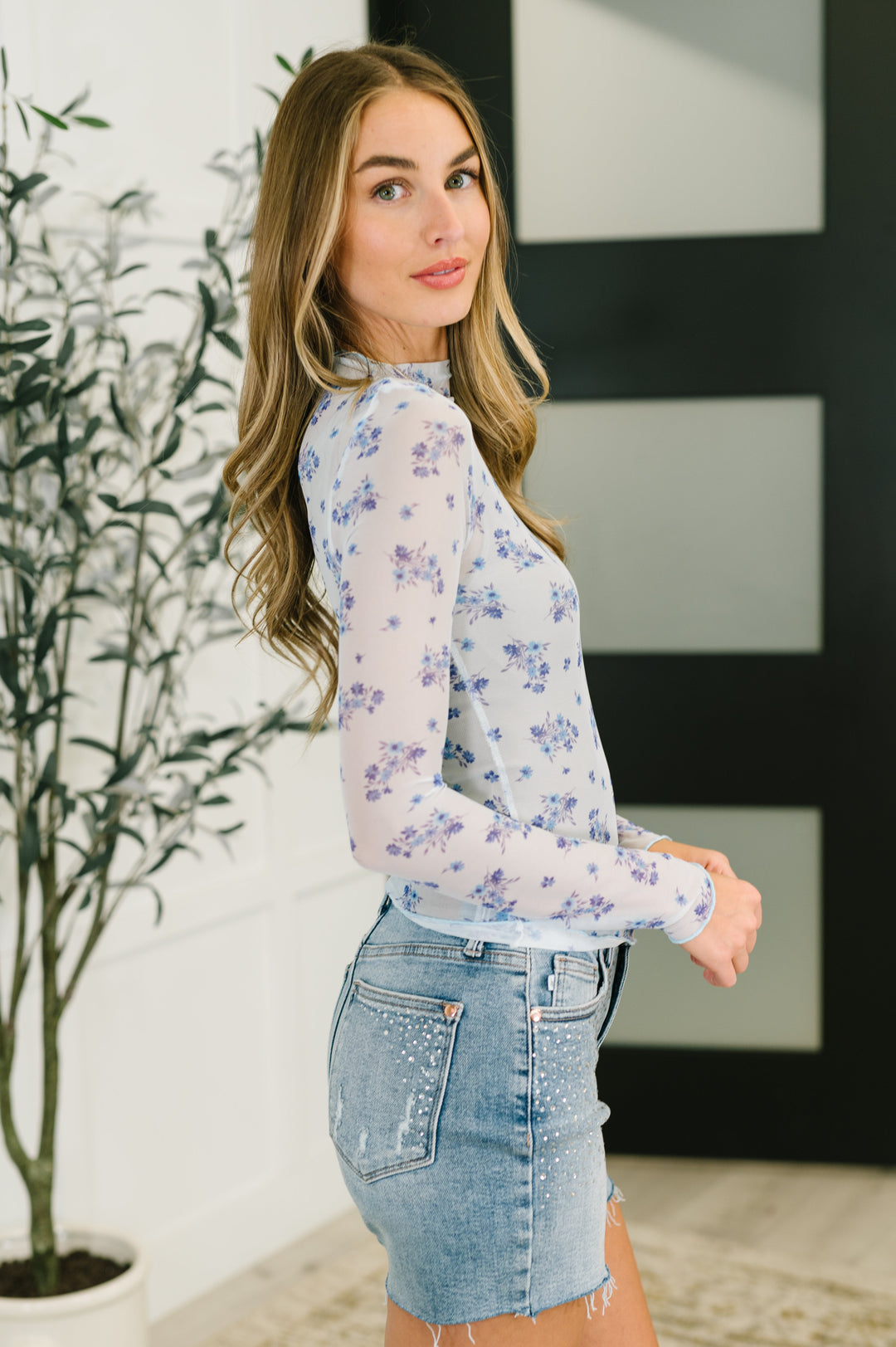 Flirty by Nature Mesh Layering Top in Light Blue - 7/6