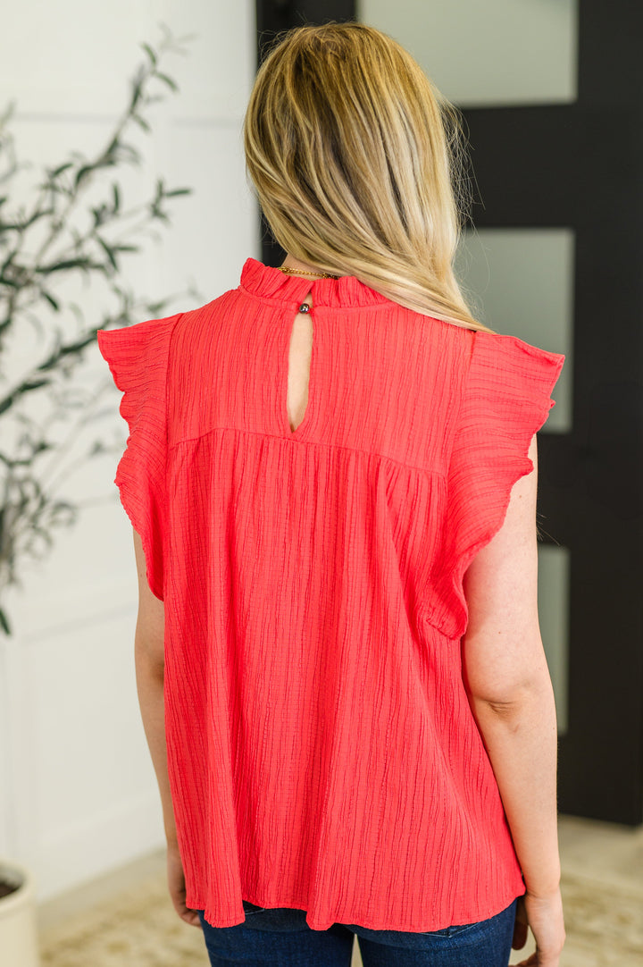 Float This Way Flutter Sleeve Blouse in Coral - 5/21