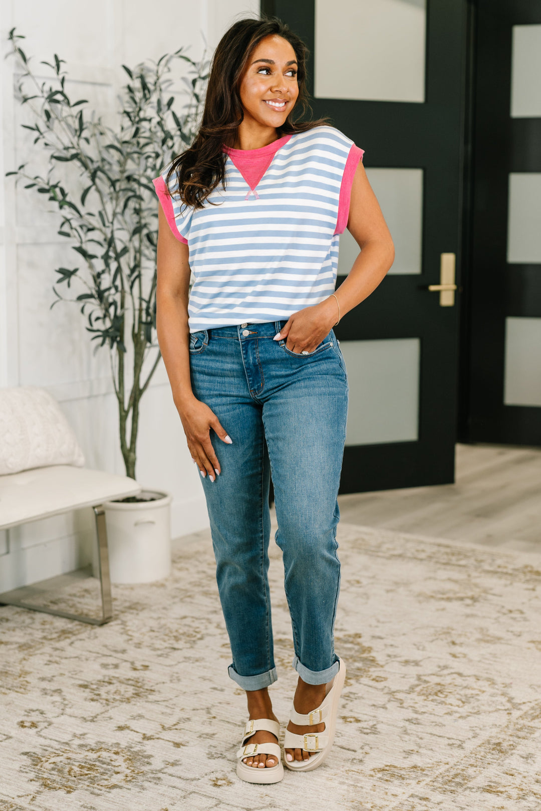 Following Through Color Block Muscle Tee - 6/23