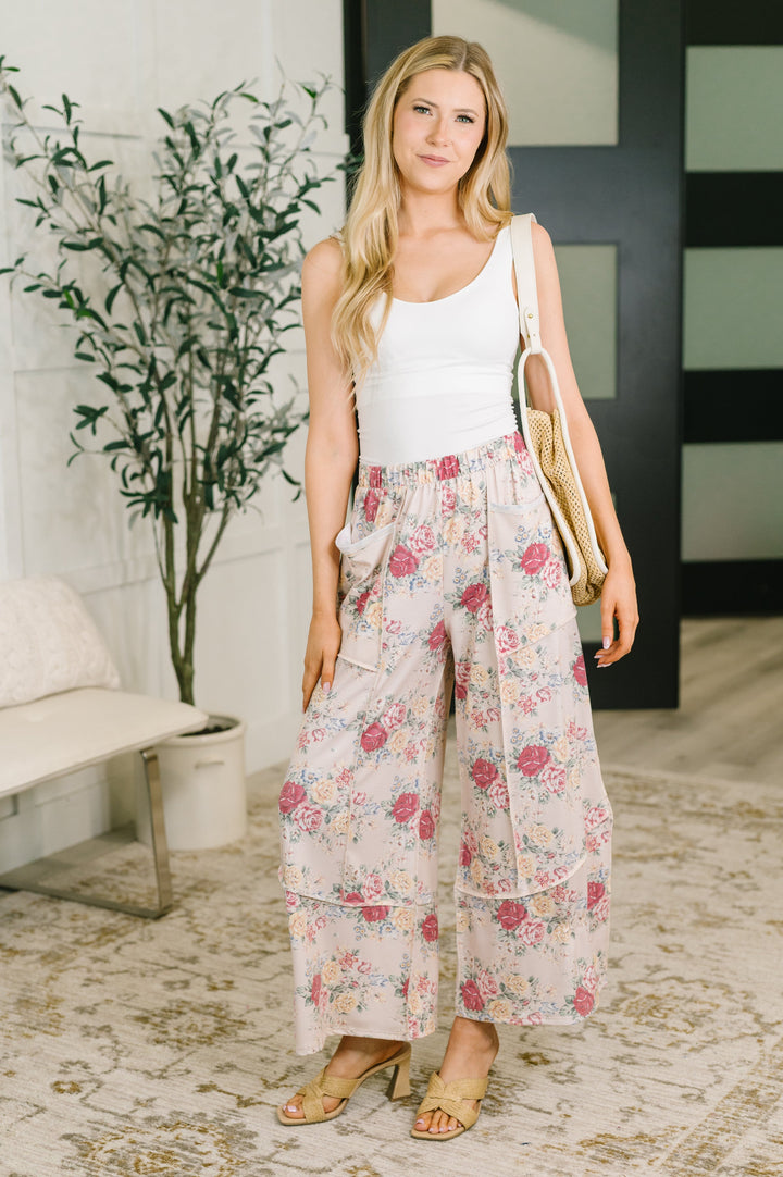 Follow the Flow Wide Leg Floral Bottoms - 8/4