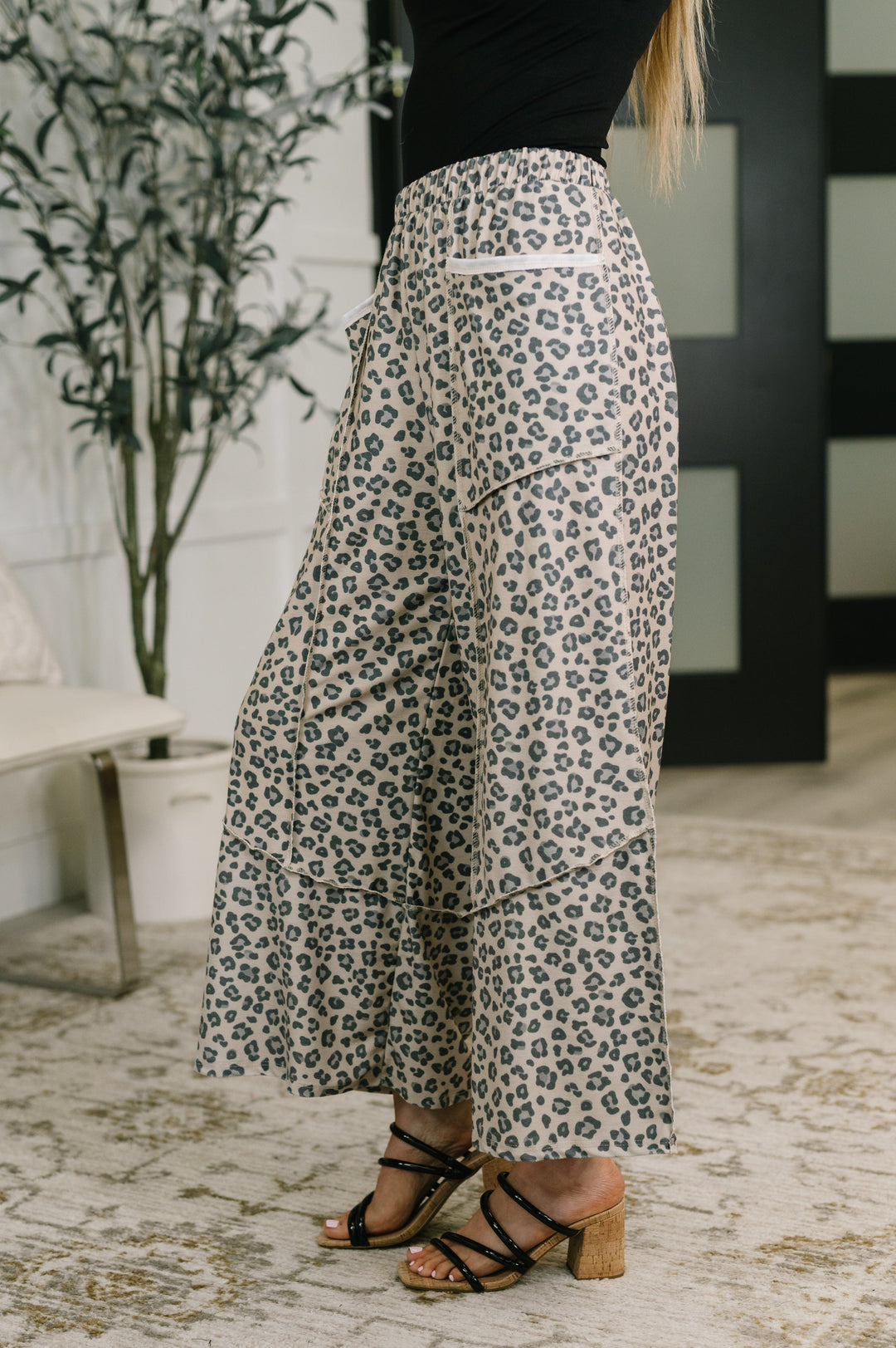 Follow the Flow Wide Leg Leopard Print Bottoms - 7/31