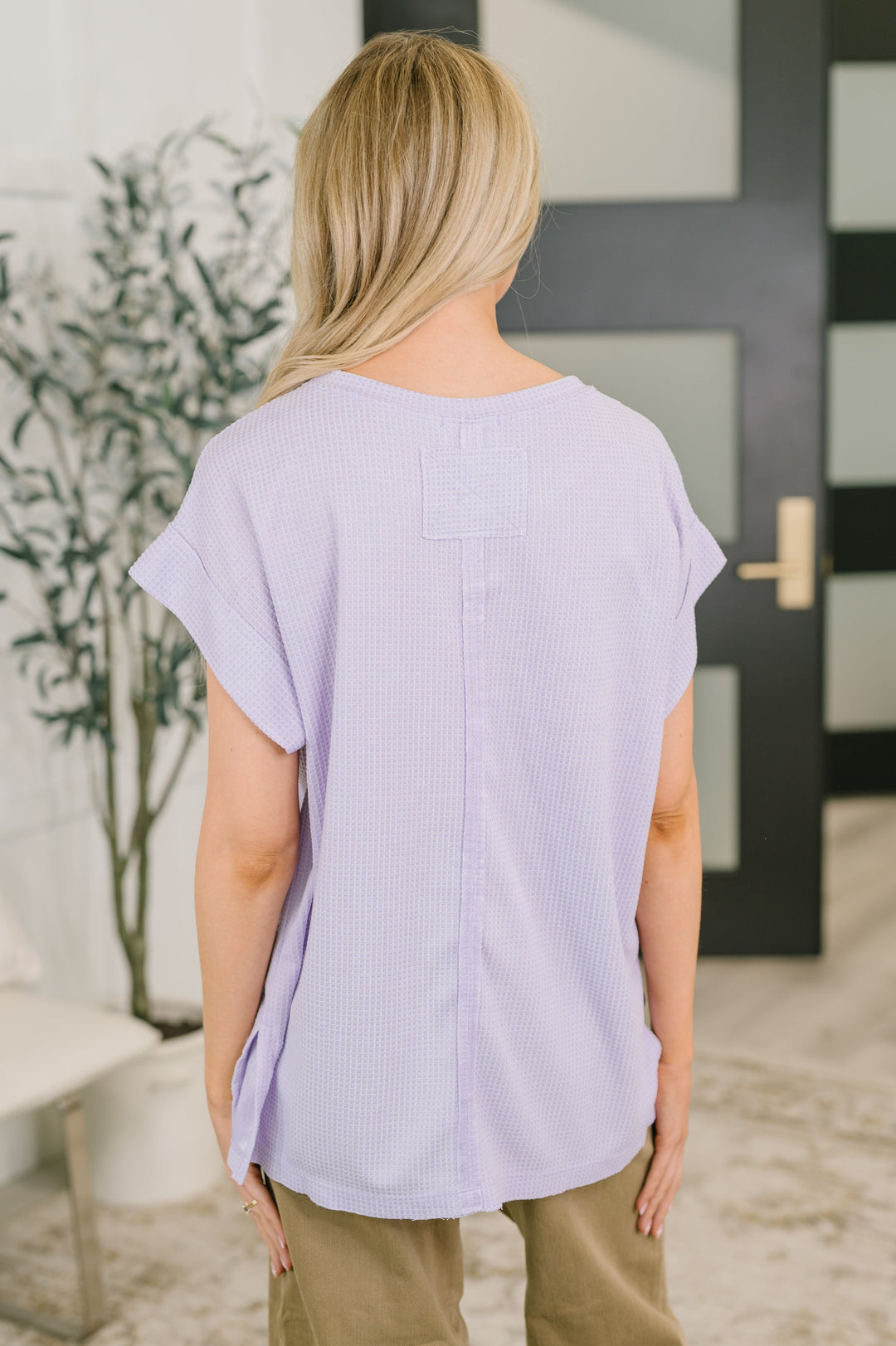 Foundation First Waffle Knit Relaxed Tee in Lilac - 6/19