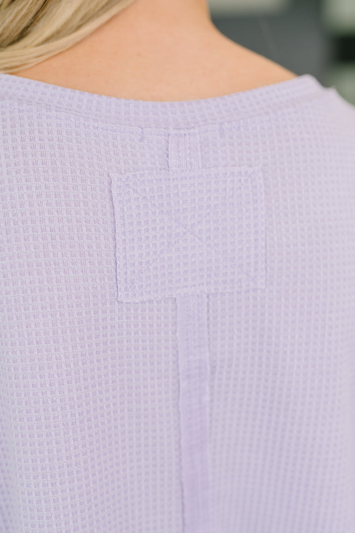 Foundation First Waffle Knit Relaxed Tee in Lilac - 6/19