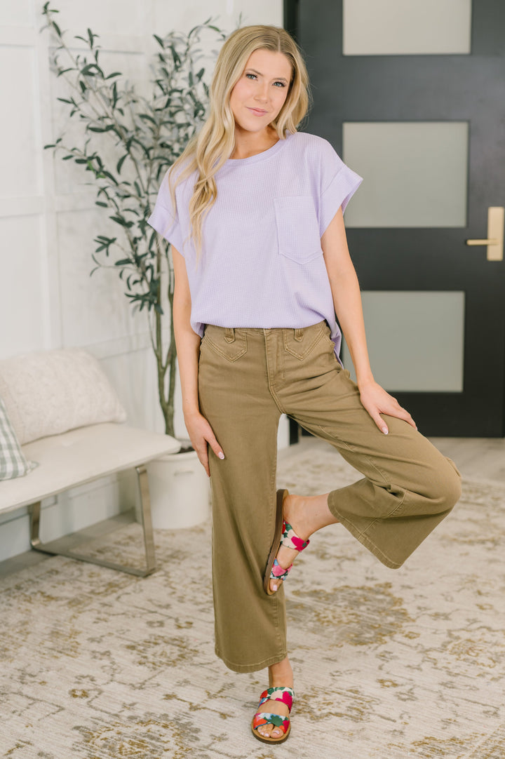 Foundation First Waffle Knit Relaxed Tee in Lilac - 6/19