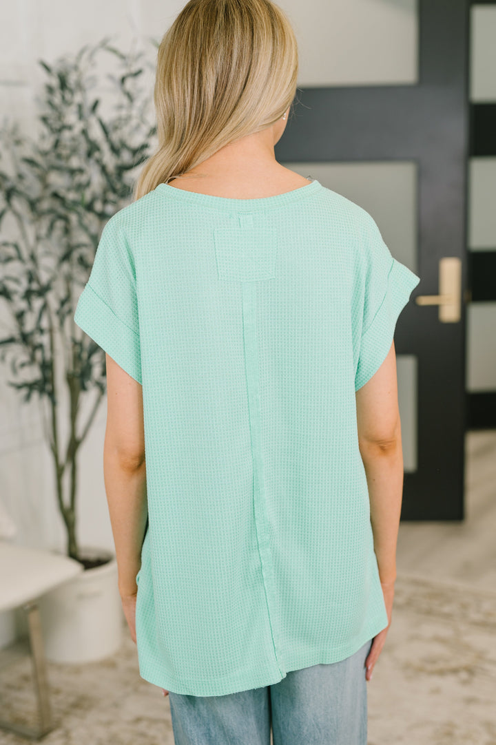 Foundation First Waffle Knit Relaxed Tee in Mint - 6/19