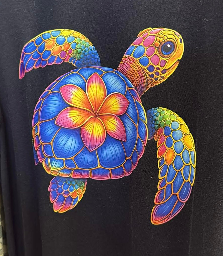 by PrepO: Neon Floral Turtle Short Sleeve Graphic Tee (Ships in 2-3 Weeks)