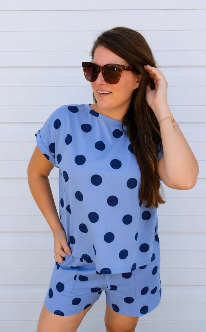 Polka Dot Top & Shorts Set - Blue & Navy by Oddi