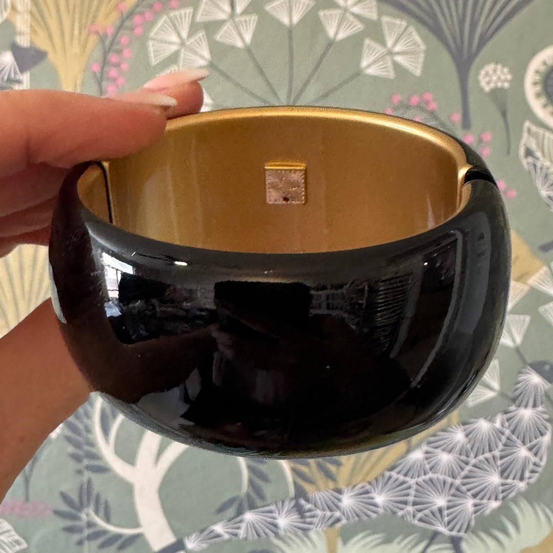 Blackout Queen Bee Gold Lining – Vintage Lucite Clamper Bracelet by Lettie Lovendale (Ships in 2-3 Weeks)