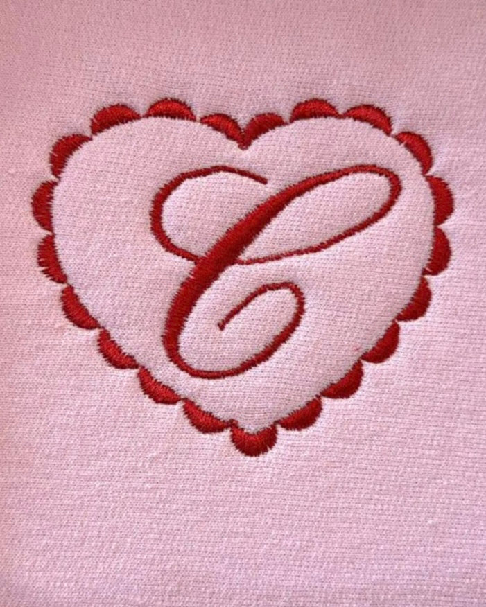 by PrepO: Scallop Heart Initial Embroidered Sweatshirt (Ships in 2-3 Weeks)