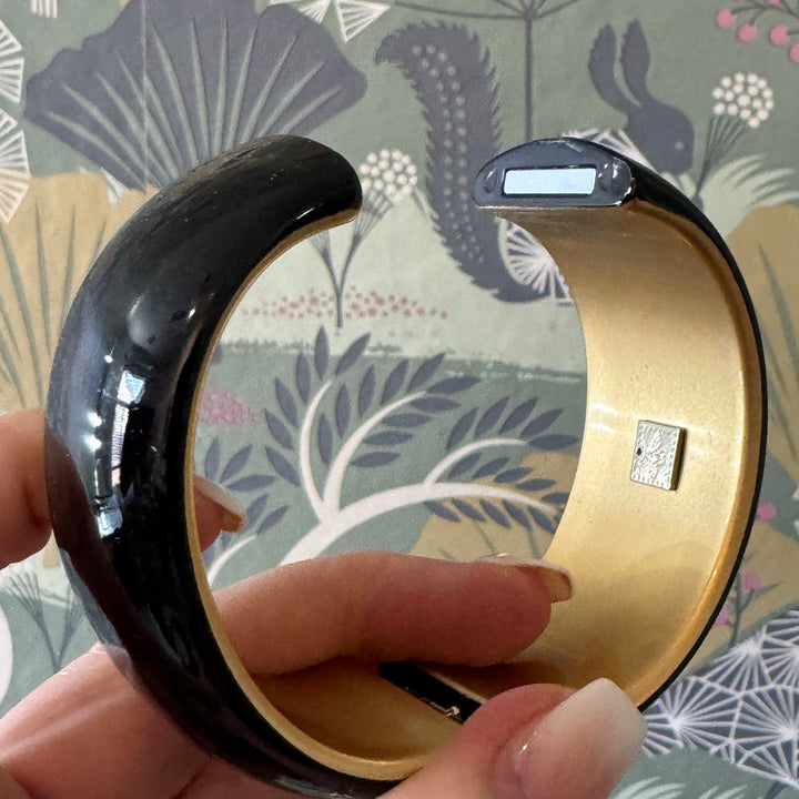 Blackout Queen Bee Gold Lining – Vintage Lucite Clamper Bracelet by Lettie Lovendale (Ships in 2-3 Weeks)