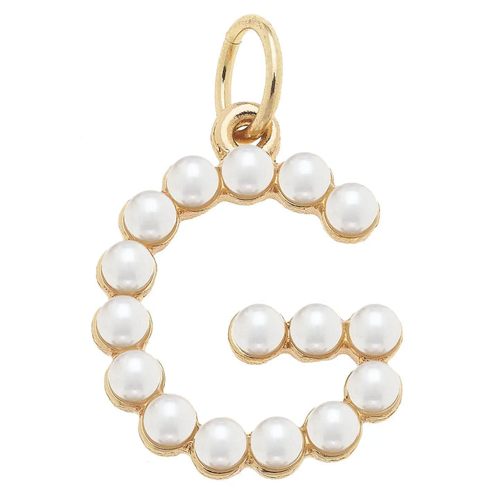 Pearl-Studded Letter Charm in Ivory By Canvas