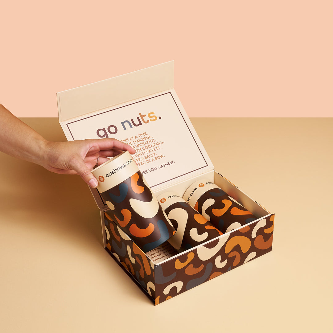 Cashews Best Sellers Assortment - 3 Tube Gift Box - Treats Live