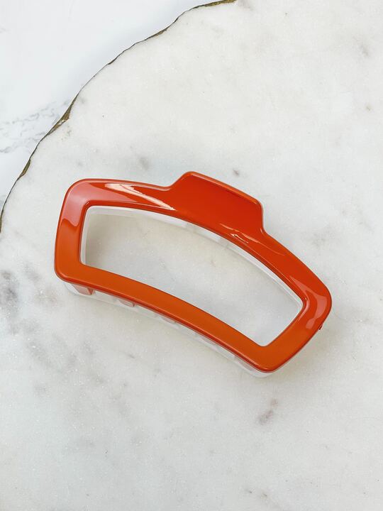 Game Day Claw Clips - Burnt Orange & White
