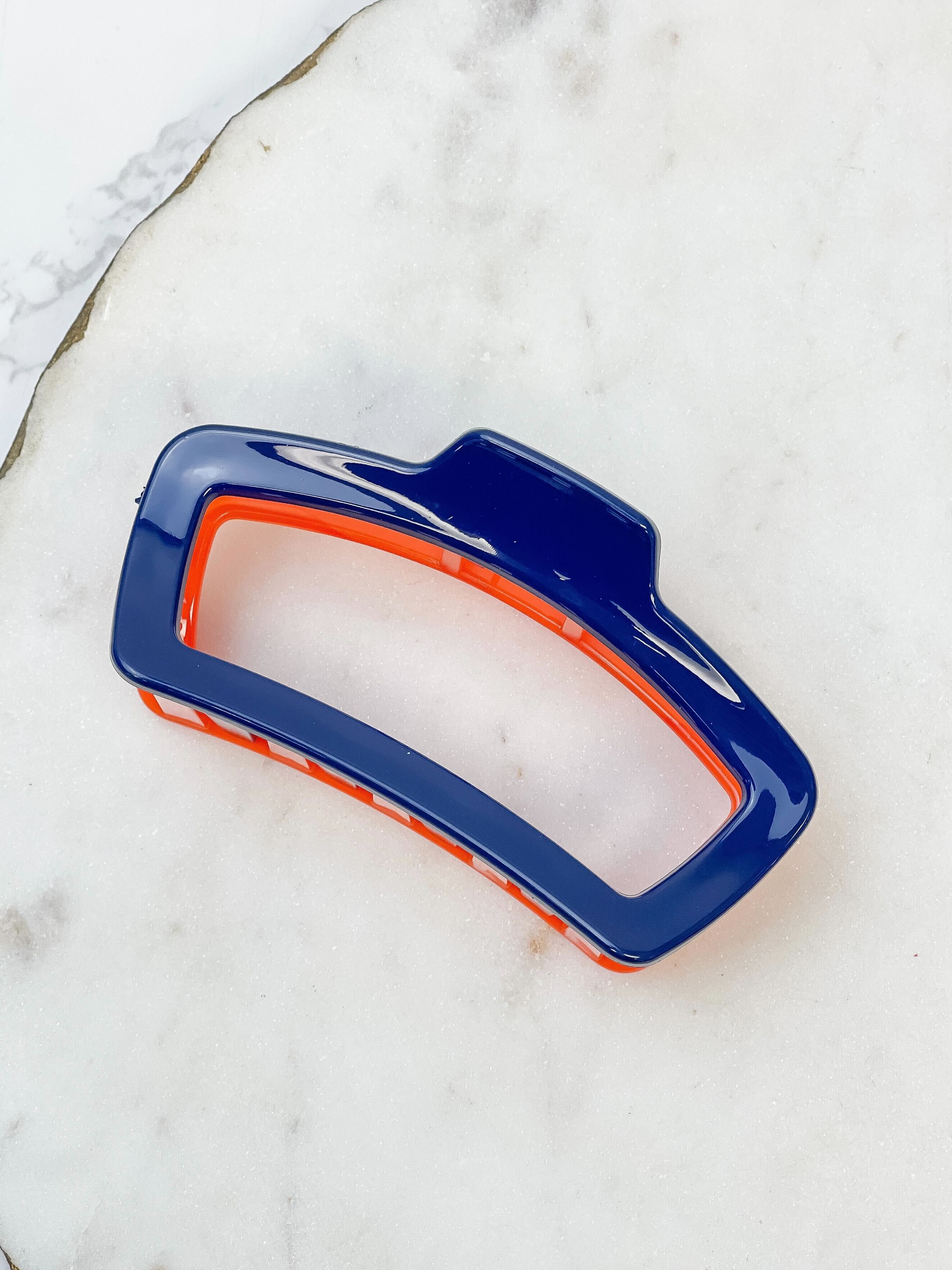 Game Day Claw Clips - Navy Blue & Orange