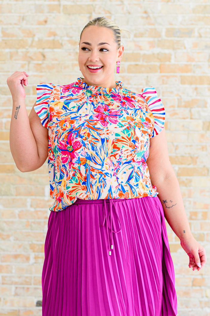 Get Out of Town Ruffle Sleeve Top - 4/30