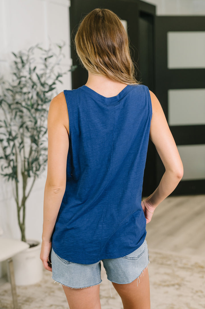 Getting Good V-Neck Tank in Navy - 6/26