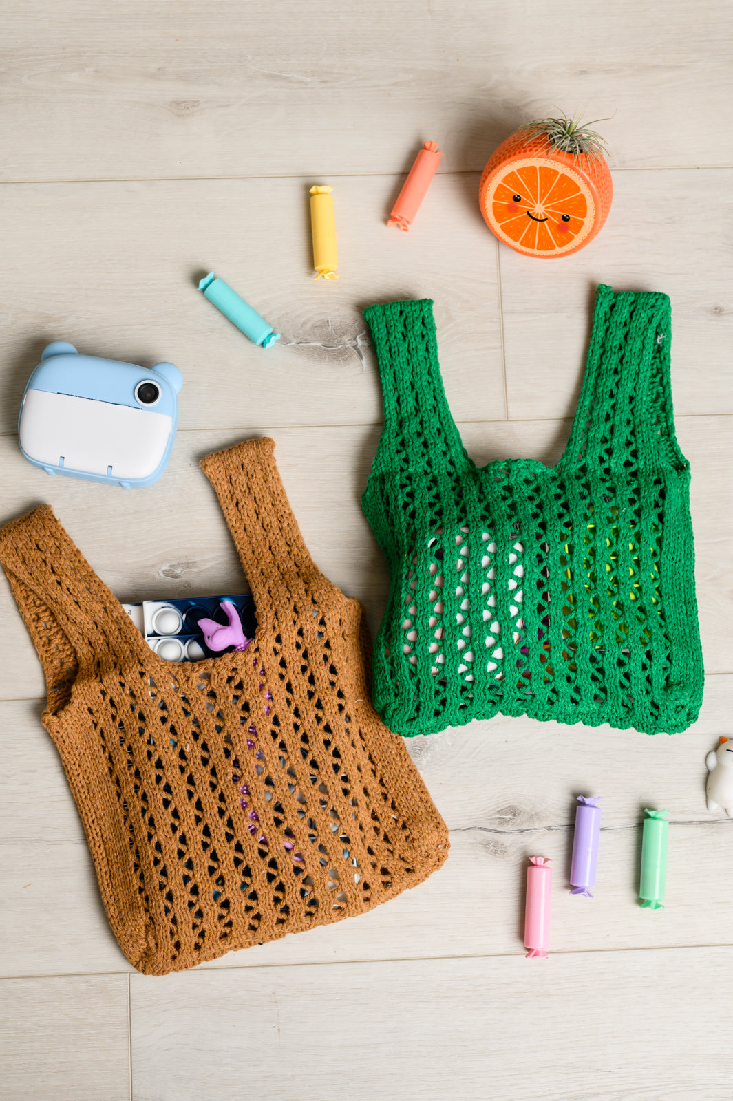 Girls Day Open Weave Bag in Green - 4/13