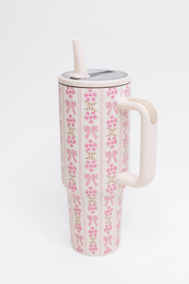 Girly Girl Bow and Floral Tumbler - 11/21