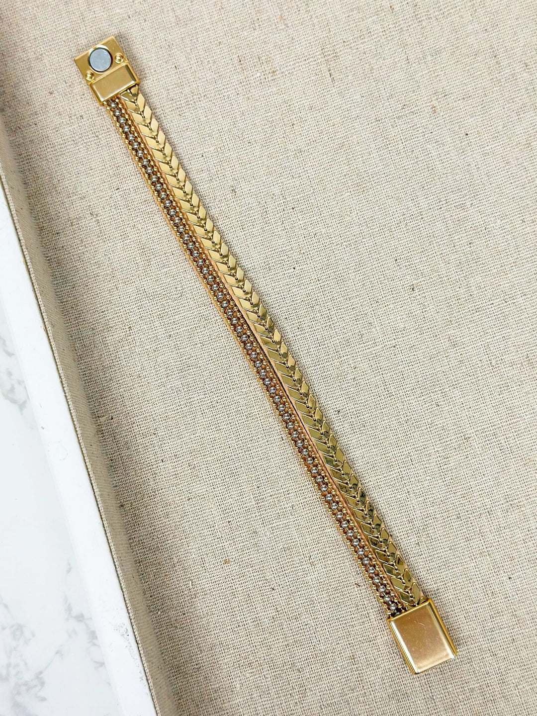 Gold Herringbone Magnetic Bracelet