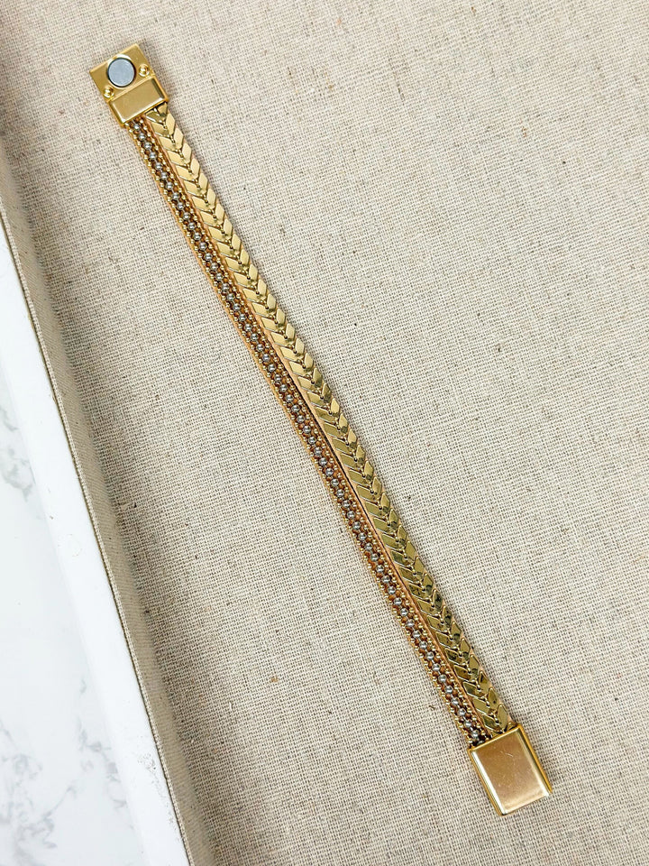 Gold Herringbone Magnetic Bracelet