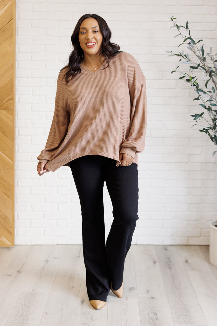 Good Things Are Coming V-Neck Top in Coffee - 8/19