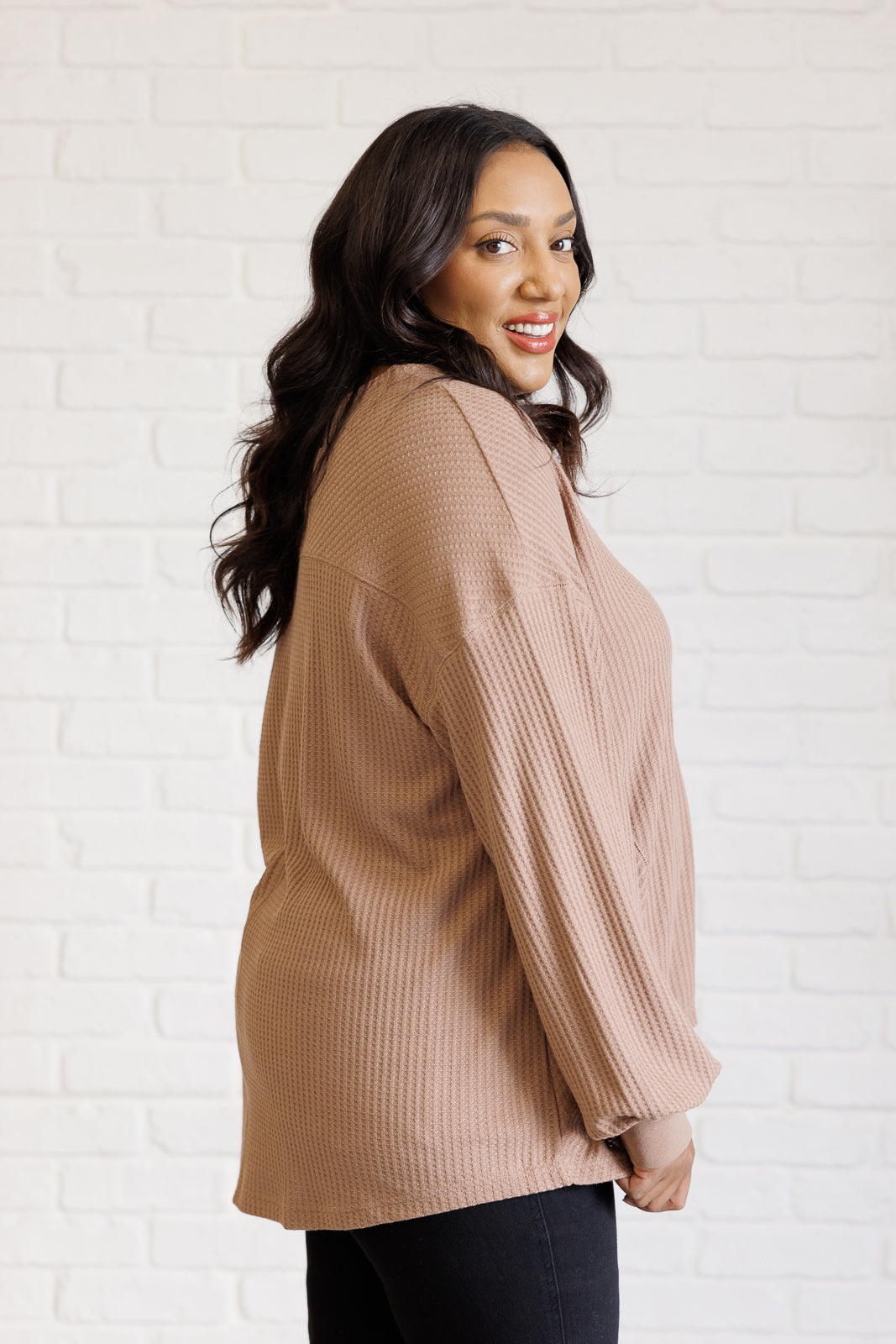 Good Things Are Coming V-Neck Top in Coffee - 8/19