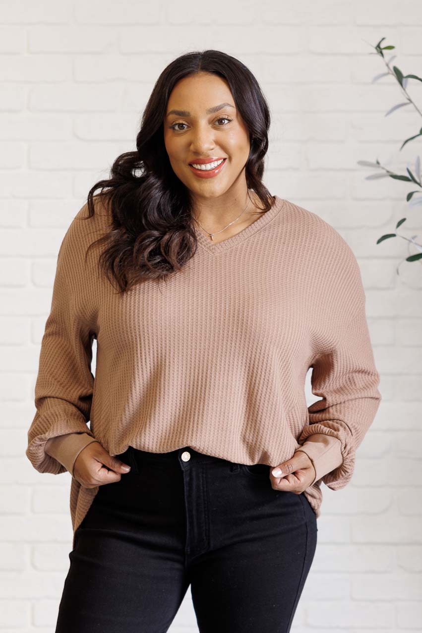 Good Things Are Coming V-Neck Top in Coffee - 8/19