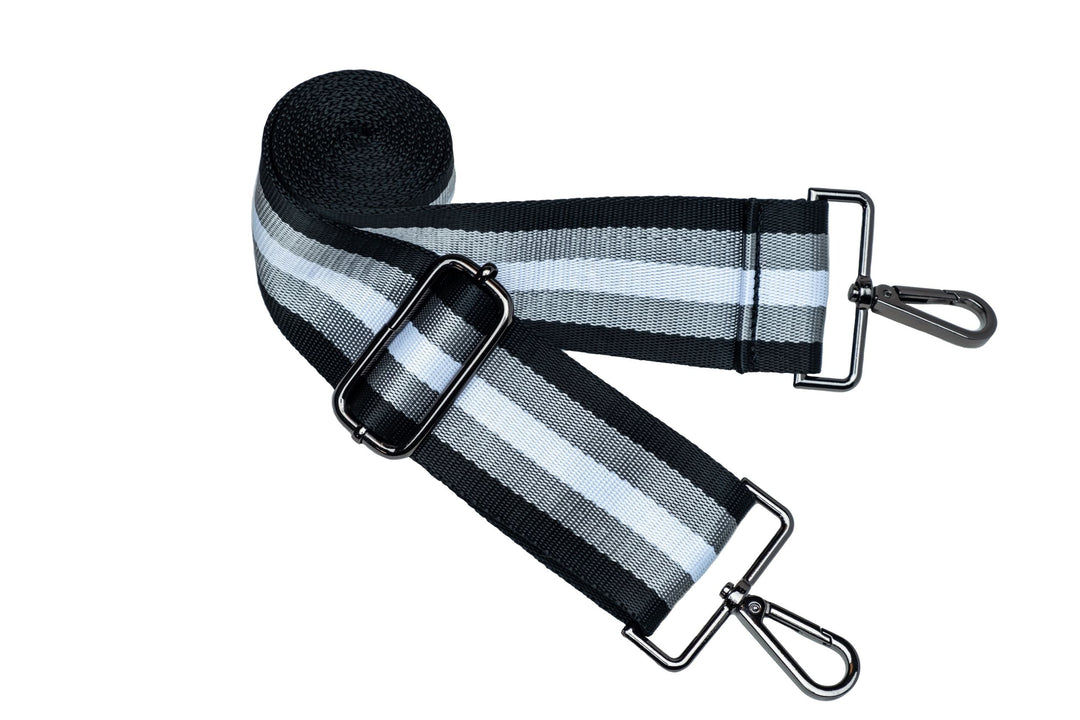 JUNE MARKET: Black Matte HydroBag® with Gray/Black/White Strap by Wanderfull (Ships in 2-3 Weeks)