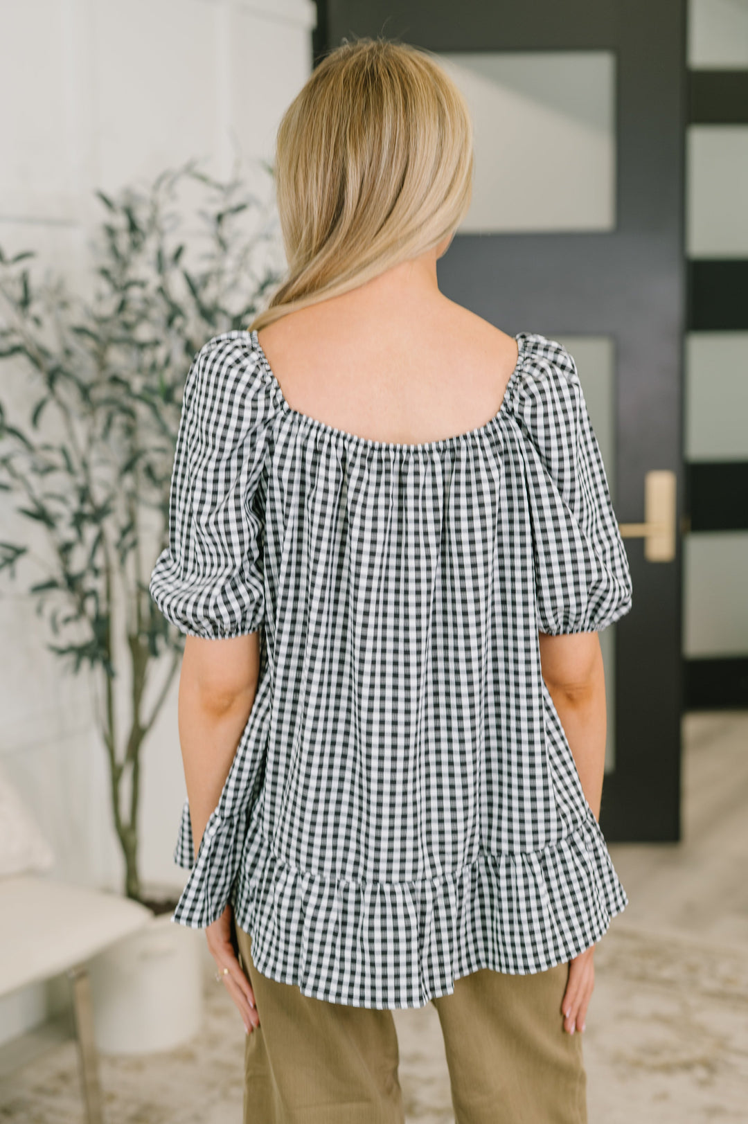 Great Gingham Square Neck Blouse - 6/16