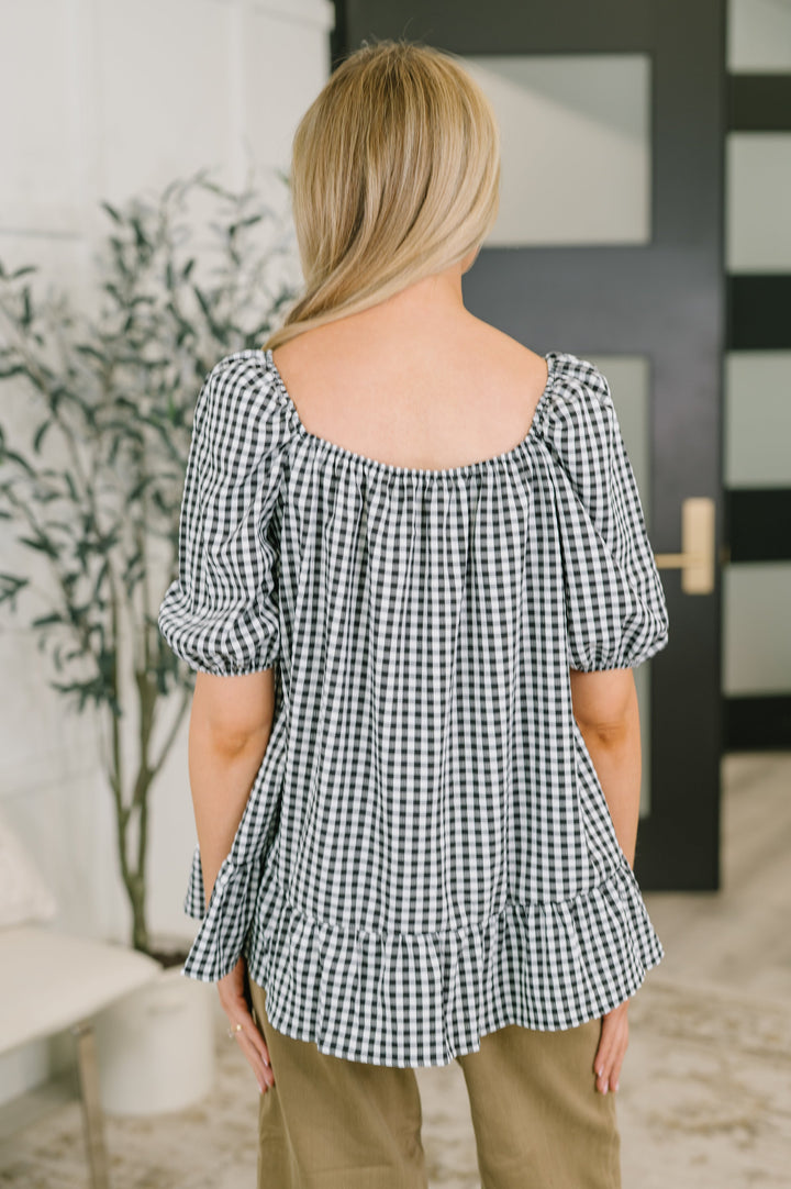 Great Gingham Square Neck Blouse - 6/16